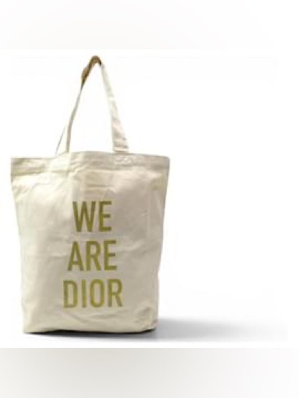 Dior Neutral Canvas Tote with Gold 'WE ARE DIOR' Print